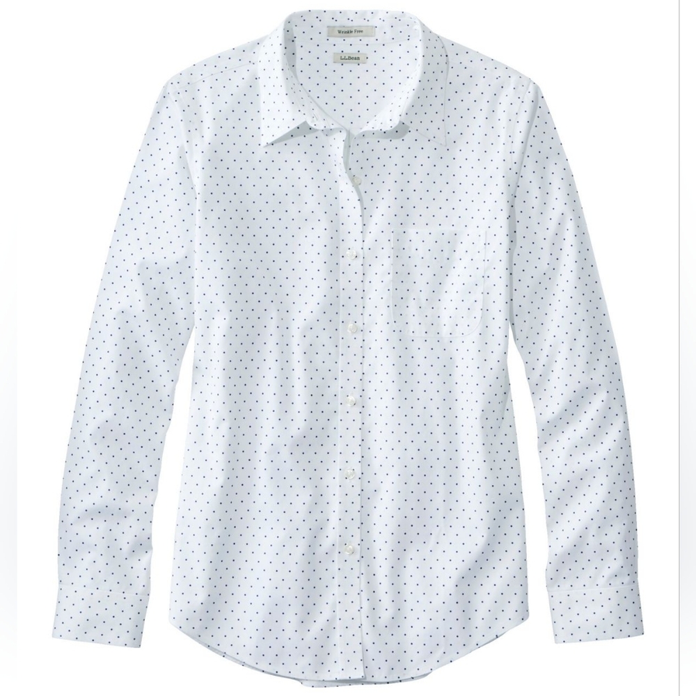 L.L. Bean Women's Wrinkle-Free Pinpoint Oxford Shirt, Relaxed Fit Long-Sleeve S